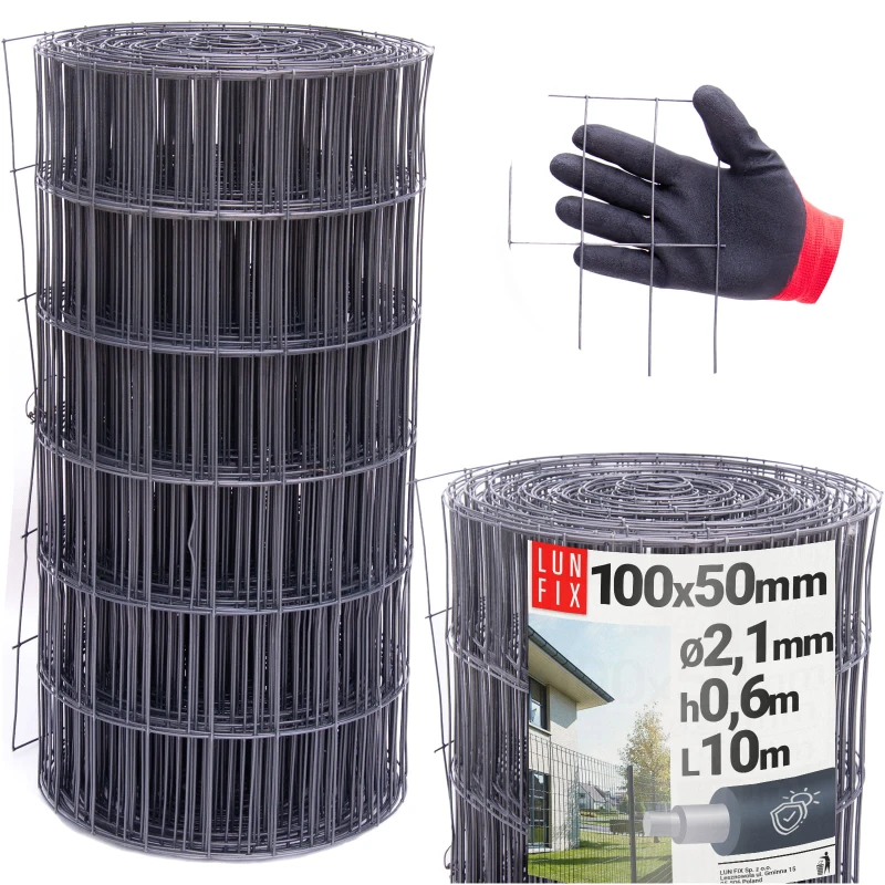 Antracitové svařované pletivo poplastované role 10m oko 100x50 drát 2,1 mm výška 0,6m