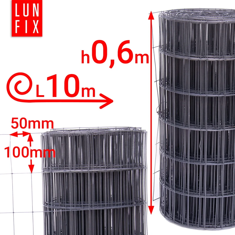 Antracitové svařované pletivo poplastované role 10m oko 100x50 drát 2,1 mm výška 0,6m