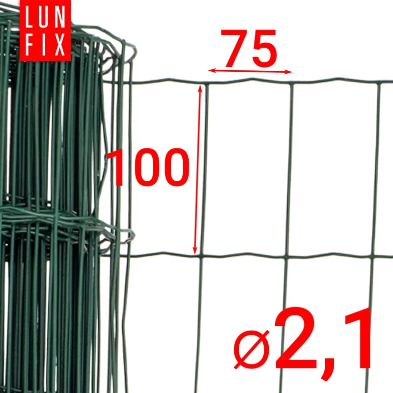 Zelené svařované pletivo poplastované role 25m oko 100x75 drát 2,2 mm výška 1,2m