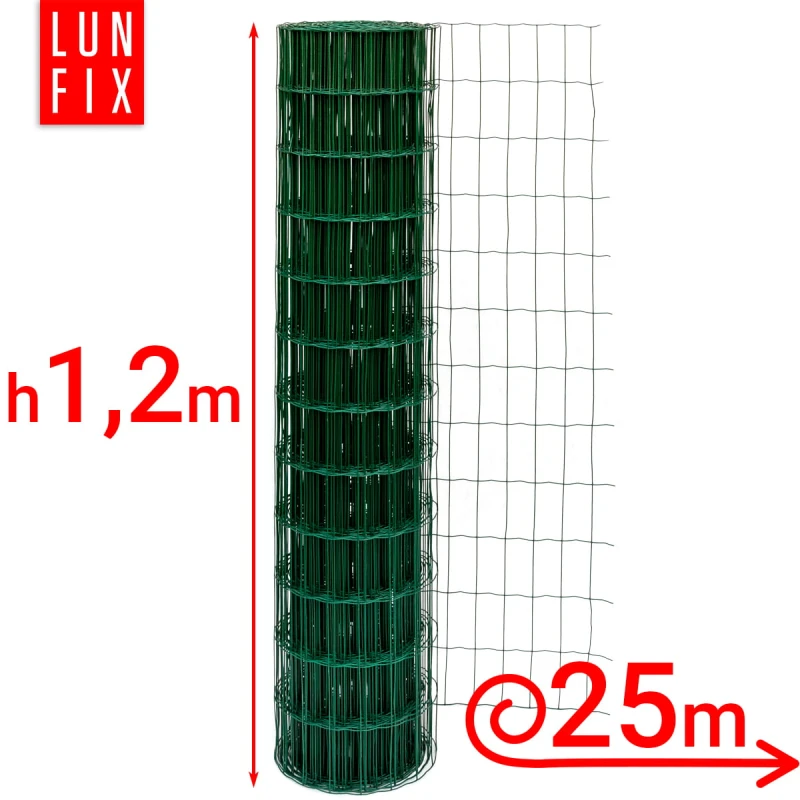 Zelené svařované pletivo poplastované role 25m oko 100x75 drát 2,2 mm výška 1,2m