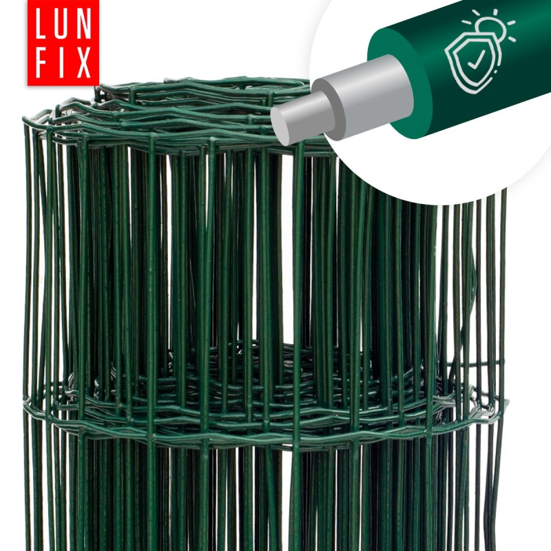 Siatka ogrodzeniowa zielona 120cm oczko 100x75 fi 2,1mm zgrzewana ocynkowana powlekana PCV 25mb