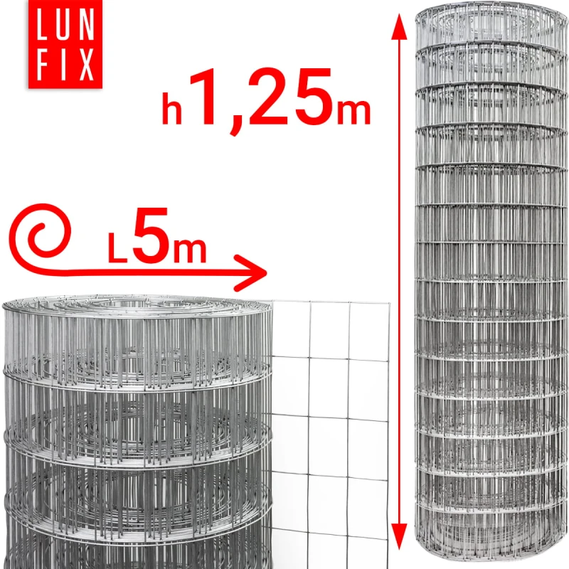 Svařované pletivo pozinkované role 5m oko 75x50 drát 1,9 mm výška 1,25m