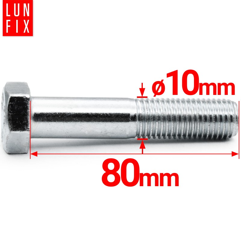 Śruba sześciokątna M10x80 ocynk DIN 931 klasa 5.8 półgwint 1kg