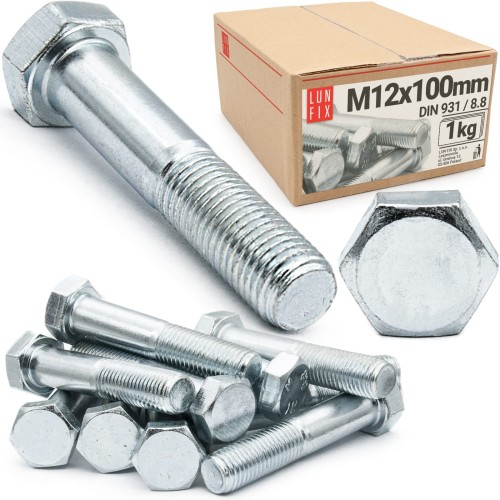 Metrický šroub M12x100 částečný závit DIN 931 třída 8.8 pozink. 1kg