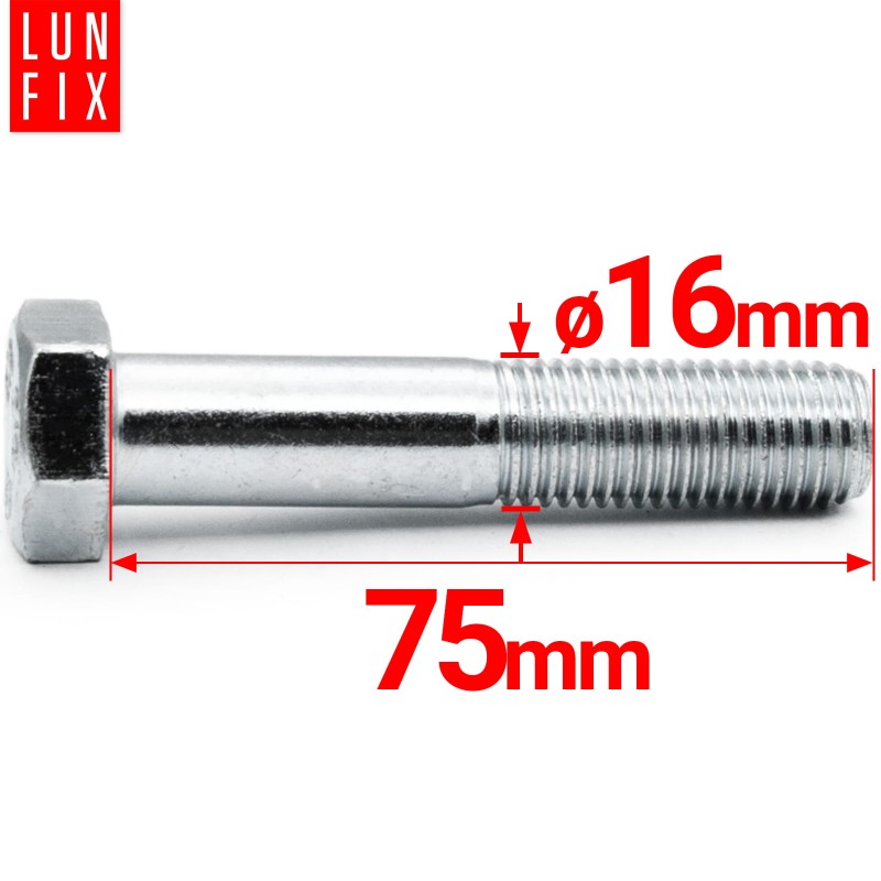 Śruba sześciokątna M16x75 ocynk DIN 931 klasa 8.8 półgwint 1kg