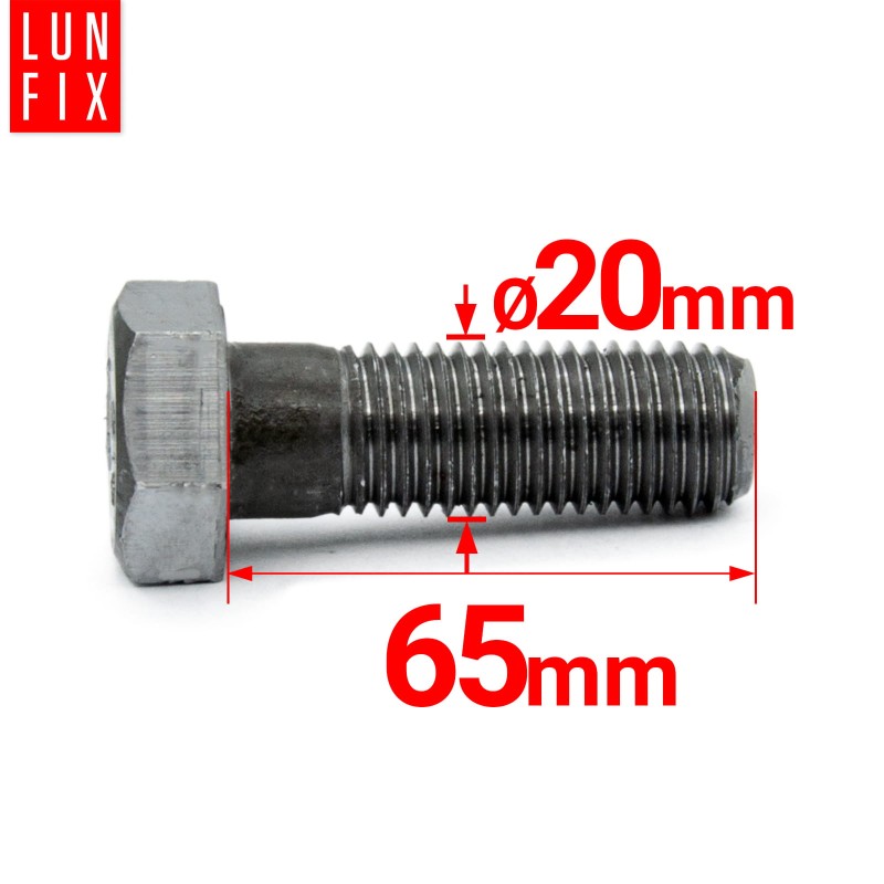 Śruba sześciokątna M20x65 czarna DIN 931 klasa 5.8 półgwint 1kg