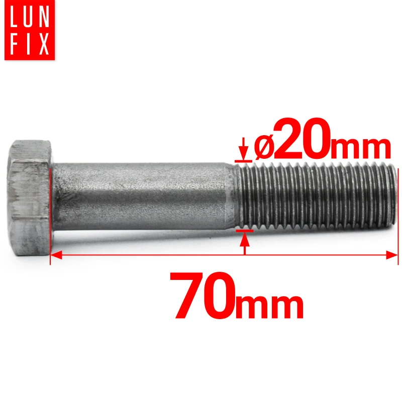 Metrický šroub M20x70 částečný závit DIN 931 třída 5.8 černý 1kg