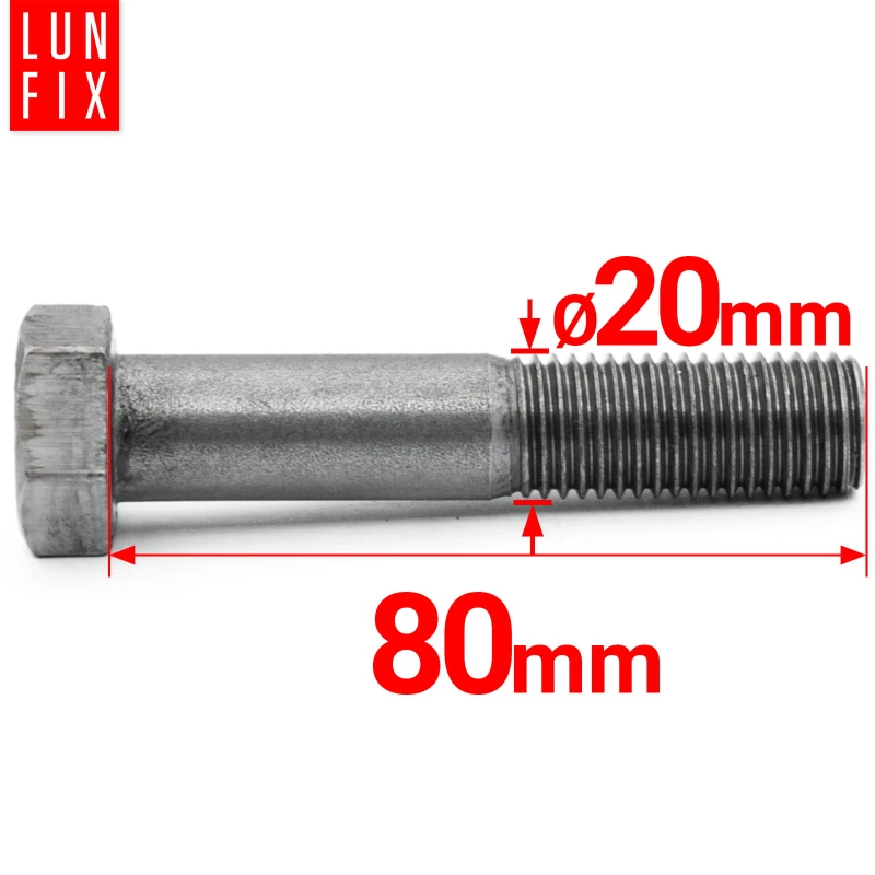 Metrický šroub M20x80 částečný závit DIN 931 třída 5.8 černý 1kg