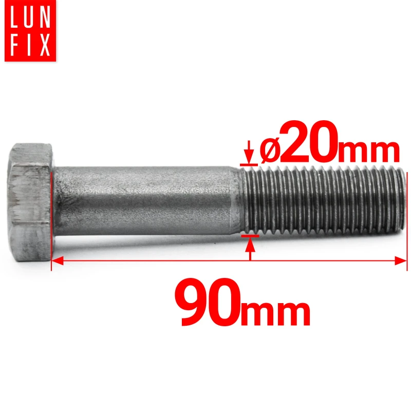 Metrický šroub M20x90 částečný závit DIN 931 třída 5.8 černý 1kg