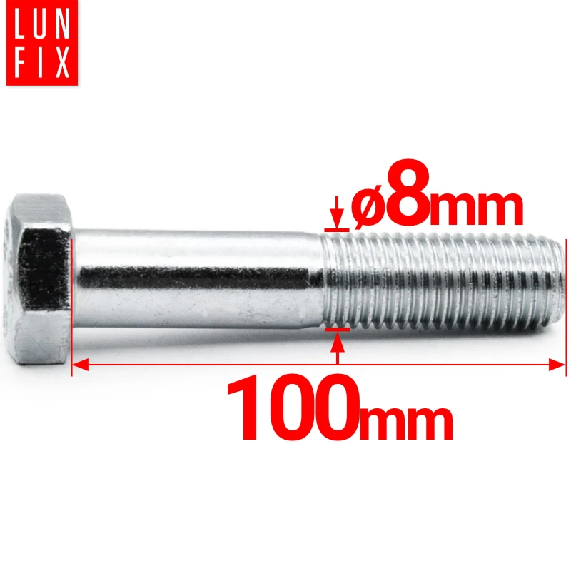 Metrický šroub M8x100 částečný závit DIN 931 třída 5.8 pozink. 1kg
