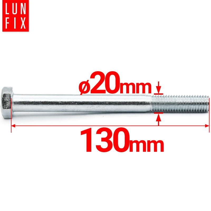 Śruba sześciokątna M20x130 ocynk DIN 931 klasa 5.8 półgwint 1kg
