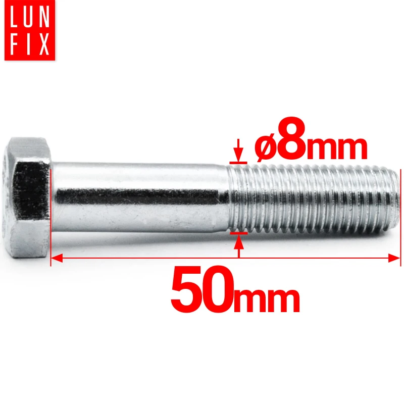 Metrický šroub M8x50 částečný závit DIN 931 třída 8.8 pozink. 1kg
