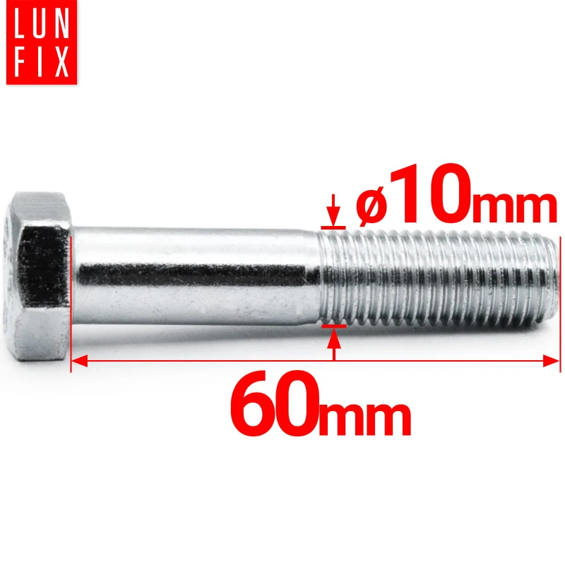 Metrický šroub M10x60 částečný závit DIN 931 třída 8.8 pozink. 1kg