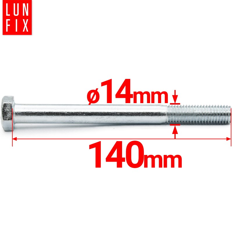 Śruba sześciokątna M14x140 ocynk DIN 931 klasa 8.8 półgwint 1kg