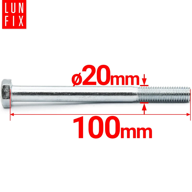 Metrický šroub M20x100 částečný závit DIN 931 třída 5.8 pozink. 1kg