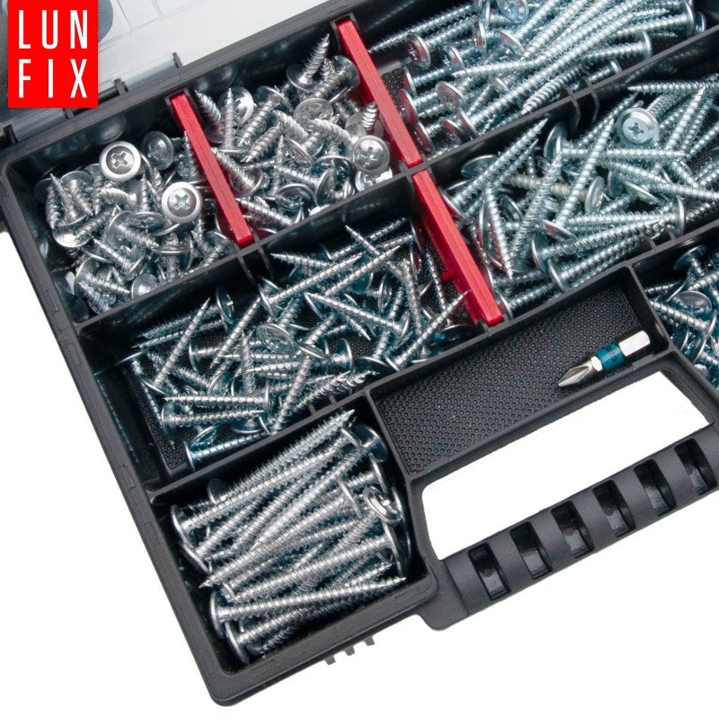 Zestaw wkrętów samogwintujących 290szt. do metalu + bit PH2
