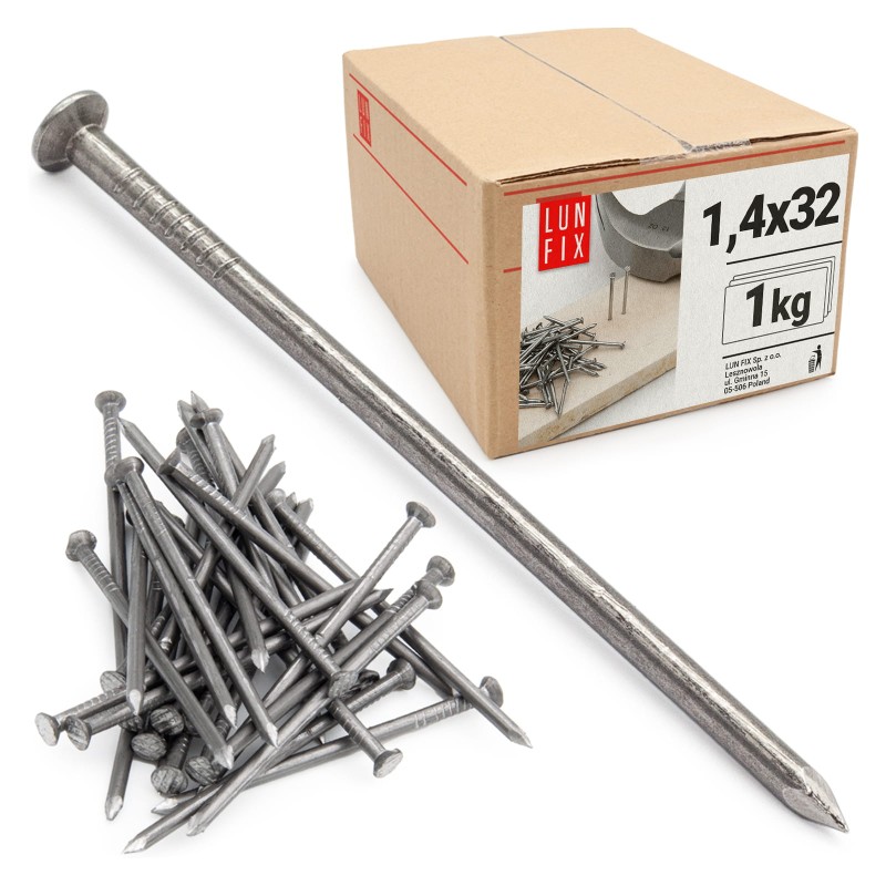 Gwoździe budowlane 1,4x32 mm czarne 1kg