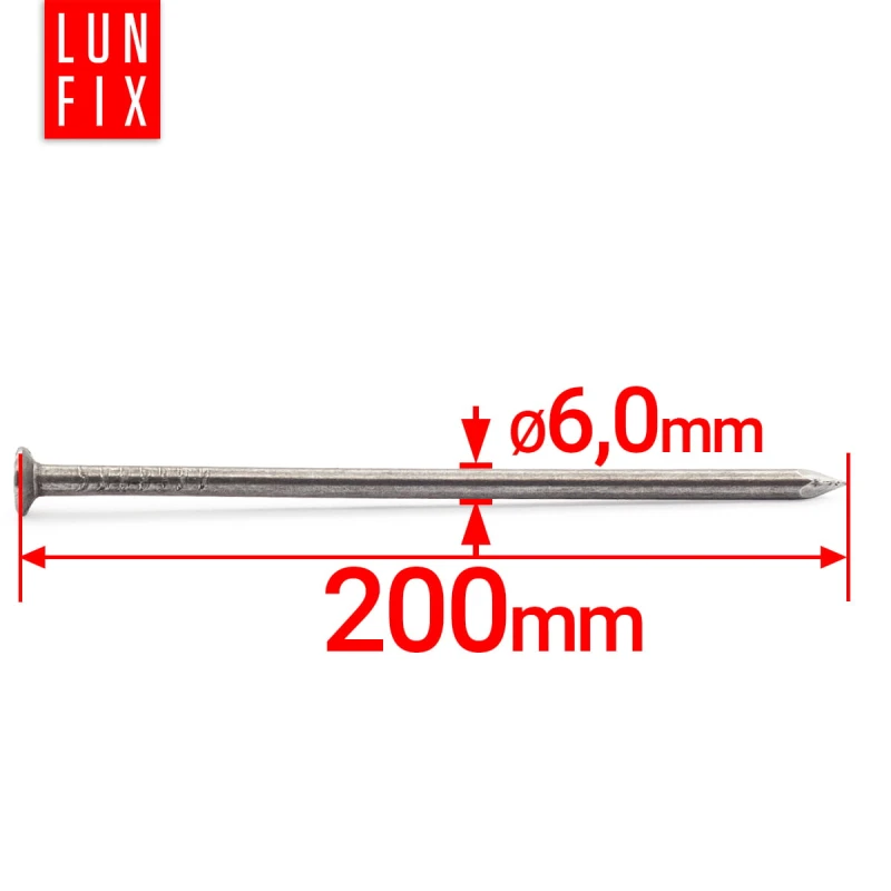 Stavební hřebíky 6x200 mm 8" černé 1 kg