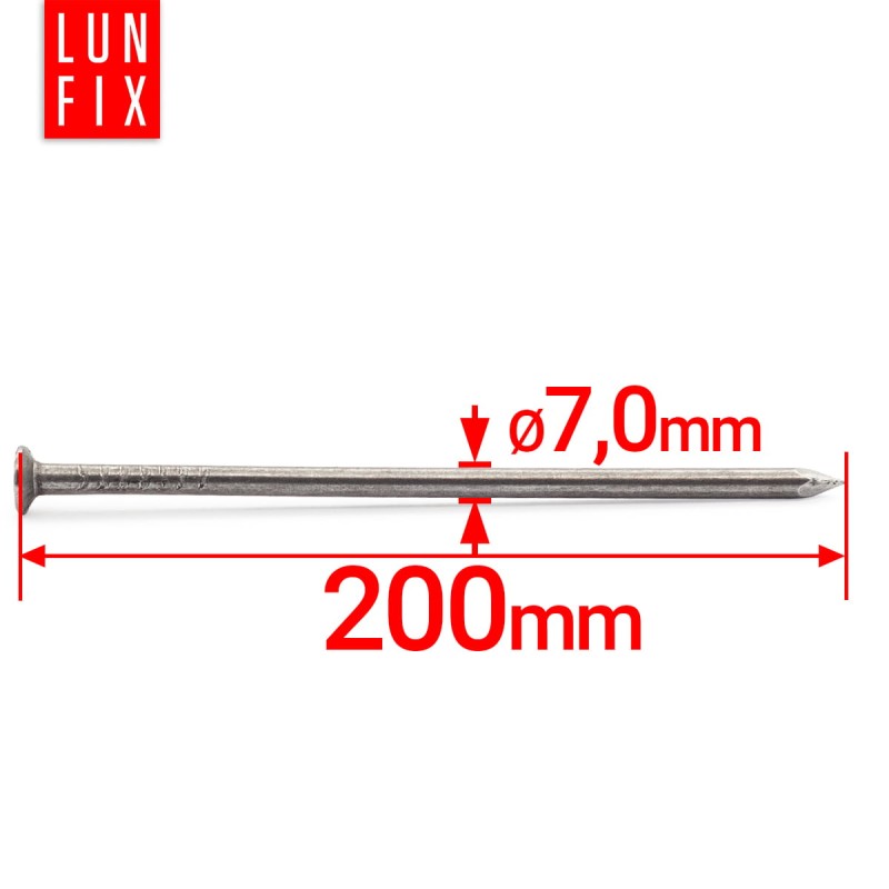 Gwoździe budowlane 7x200 mm 8 cali czarne 1kg