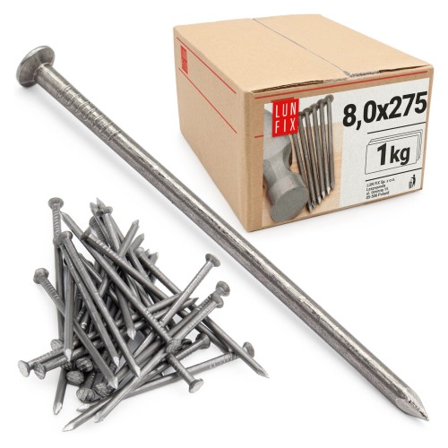 Stavební hřebíky 8x275 mm 11" černé 1 kg
