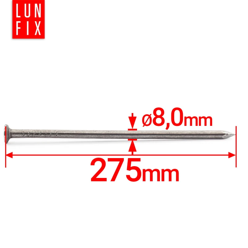 Stavební hřebíky 8x275 mm 11" černé 1 kg