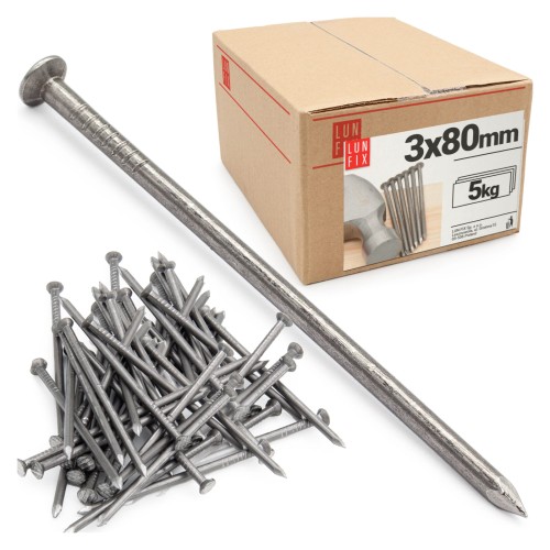 Stavební hřebíky 3x80 mm 3" černé 5kg