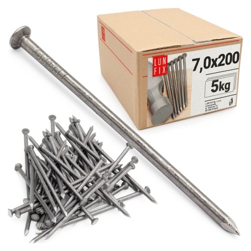 Stavební hřebíky 7x200 mm 8" černé 5kg