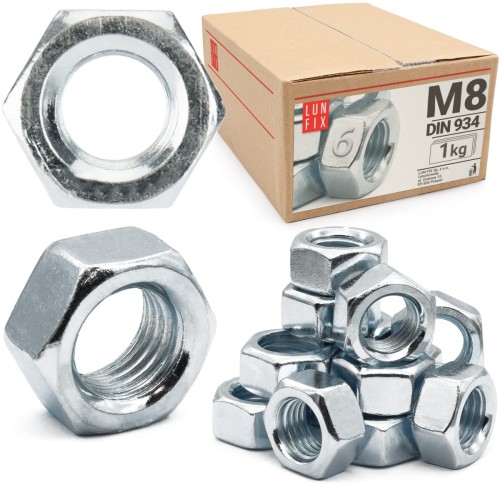 Šestihranná matice M8 DIN 934 třída 6 pozinkovaná 1kg