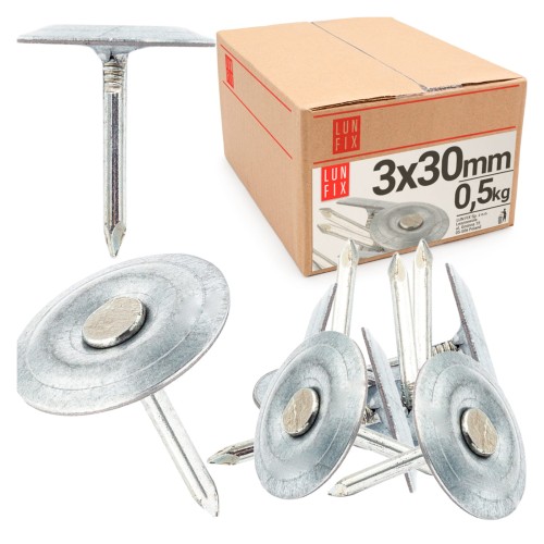 Střešní hřebíky 3x30 mm pozinkované podložka 0,5kg