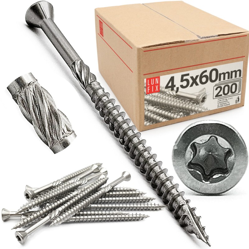 Wkręty tarasowe nierdzewne 4,5x60mm do deski tarasowej 200szt.