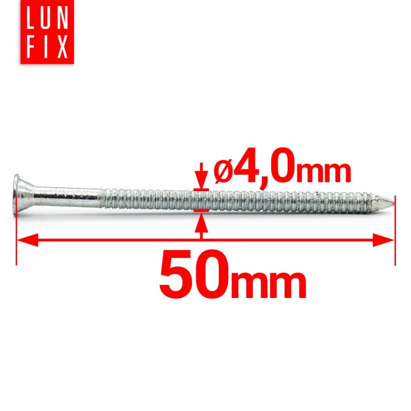 Konvexní hřebíky 4x50 mm 2" pozinkované 1kg