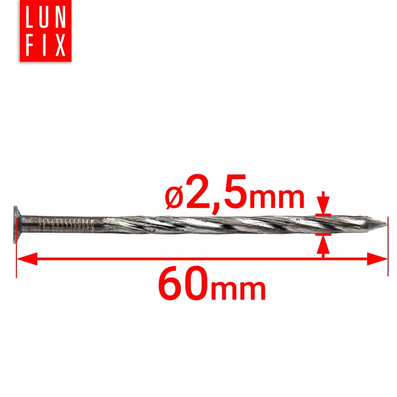 Gwoździe skręcane 2,5x60 mm 2,5" czarne 1kg