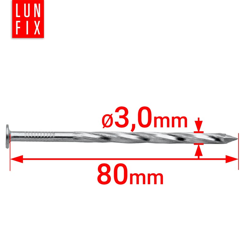 Gwoździe skręcane 3x80 mm 3 cale ocynkowane 1kg