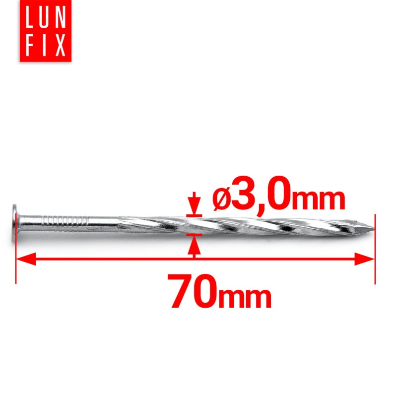 Gwoździe skręcane 3x70 mm ocynkowane 1kg