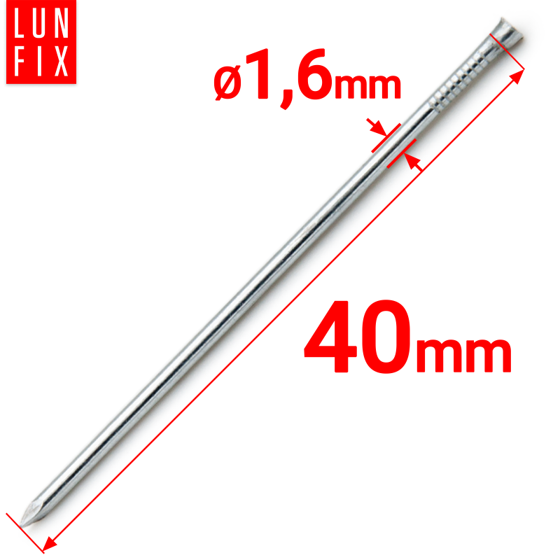Gwoździe stolarskie 1,6x40mm srebrne ocynkowane 1kg