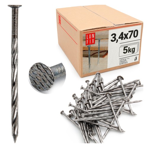 Šroubové hřebíky 3,4x70 mm černé 5kg