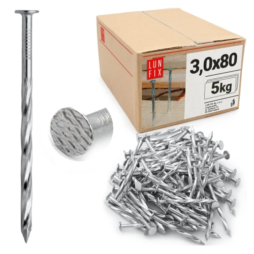 Šroubové hřebíky 3x80 mm 3" pozinkované 5kg