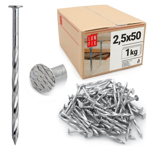 Šroubové hřebíky 2,5x50 mm 2" pozinkované 1 kg