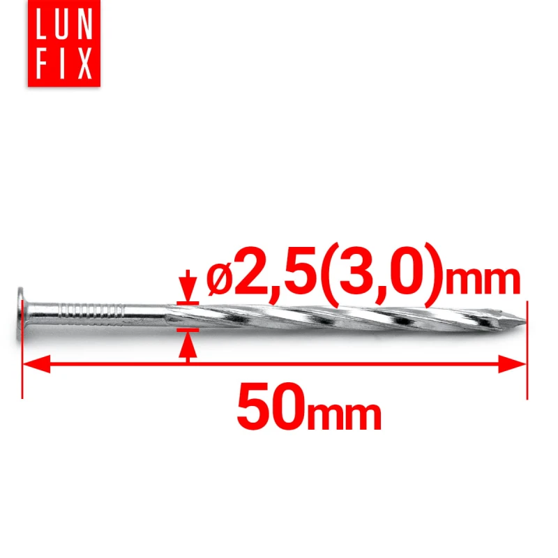 Šroubové hřebíky 2,5x50 mm 2" pozinkované 1 kg