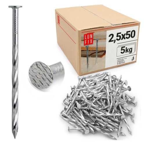 Šroubové hřebíky 2,5x50 mm 2" pozinkované 5 kg