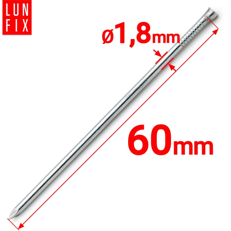 Gwoździe stolarskie 1,8x60mm srebrne ocynkowane 1kg
