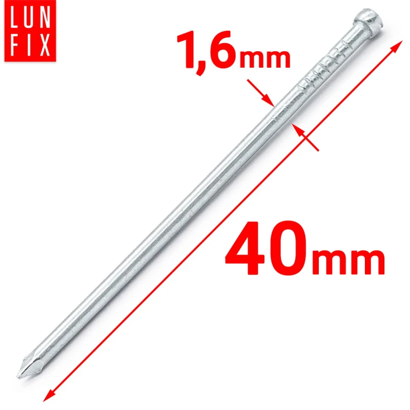 Hřebíky kolářské 1,6x40mm stříbrné pozinkované 100g
