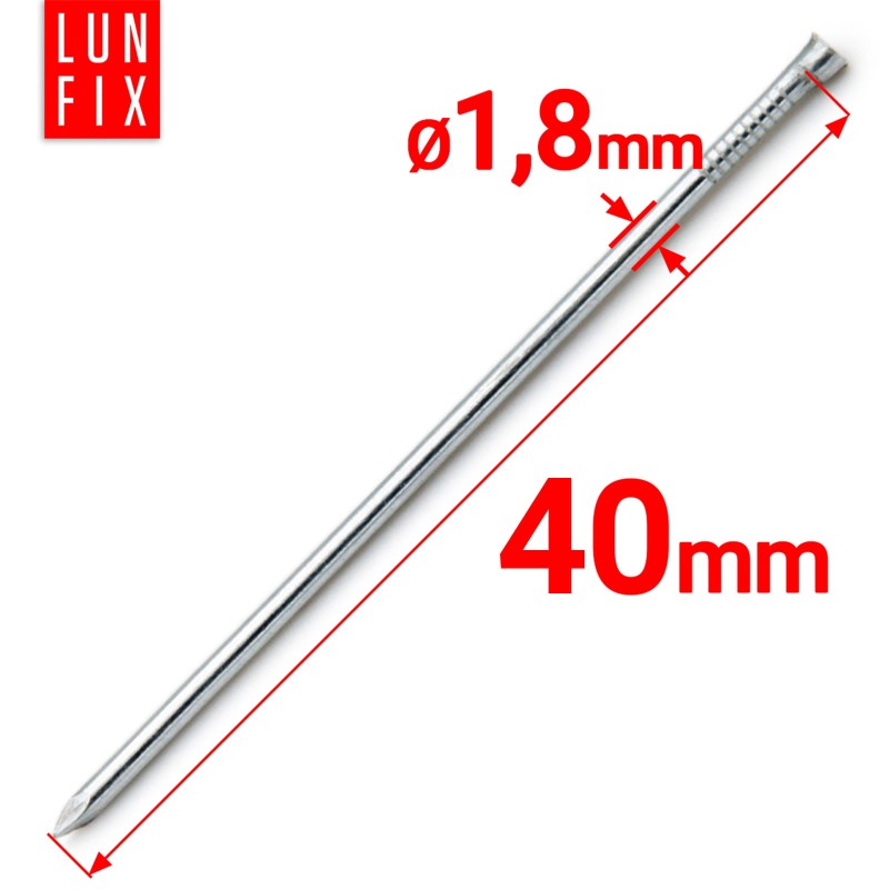 Gwoździe stolarskie 1,8x40mm srebrne ocynkowane 100g