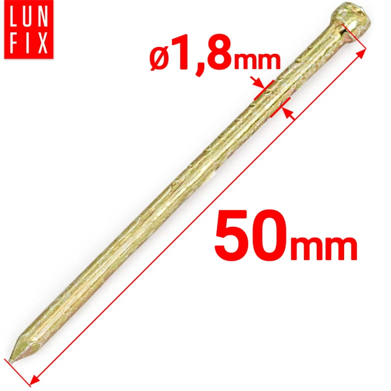 Hřebíky kolářské 1,8x50mm zlaté pozinkované 100g