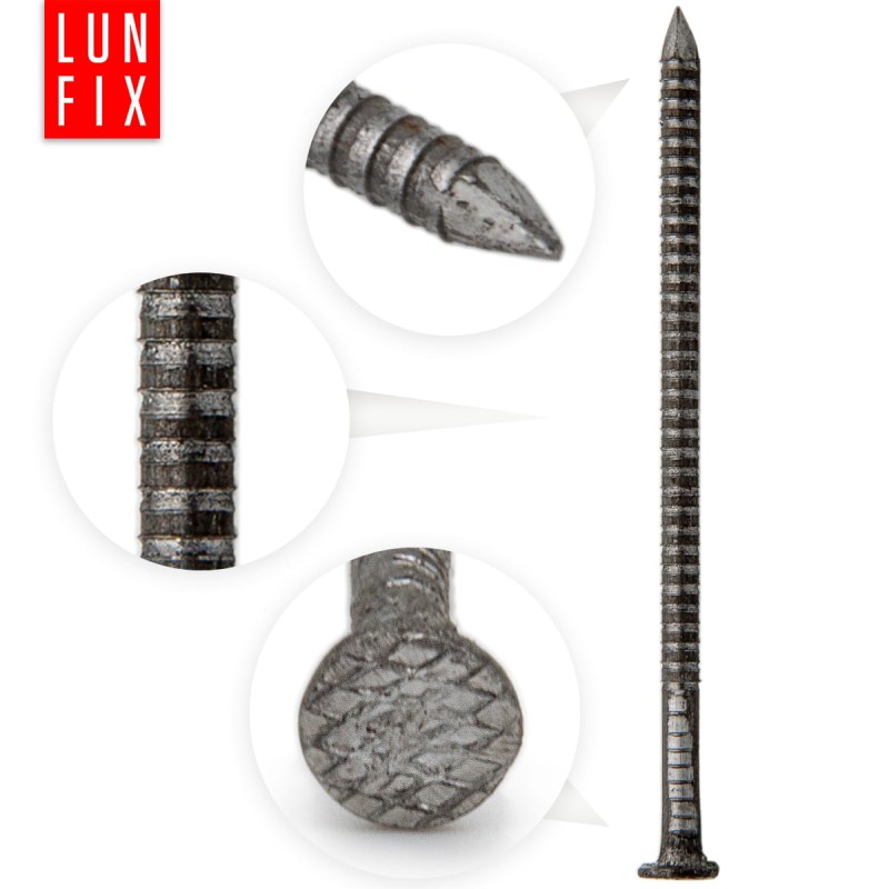 Gwoździe pierścieniowe 3,1x80 mm 3 cale ciesielskie czarne 1kg