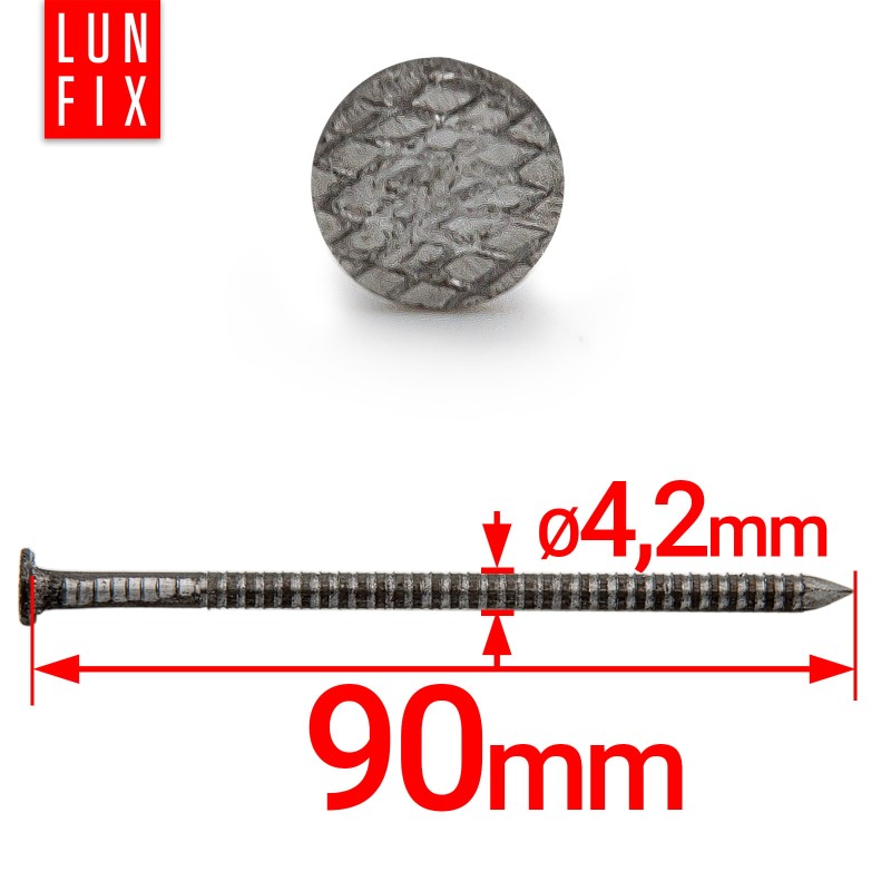 Gwoździe pierścieniowe 4,2x90 mm 3,5" ciesielskie czarne 1kg