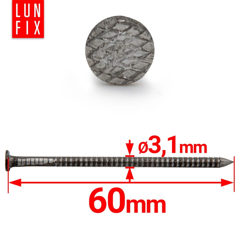 Gwoździe pierścieniowe 3x60 mm ciesielskie czarne 5kg