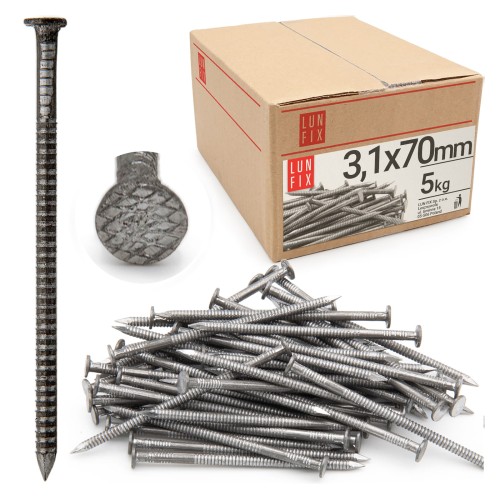 Vroubkované hřebíky 3,1x70 mm černé 5 kg