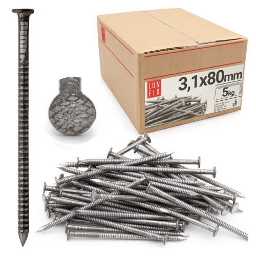 Vroubkované hřebíky 3,1x80 mm 3" černé 5 kg