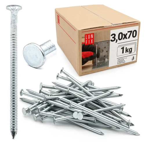 Vroubkované hřebíky 3,1x70 mm pozinkované 1kg